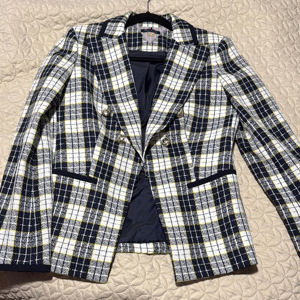 Plaid Double-Breasted Women's Blazer